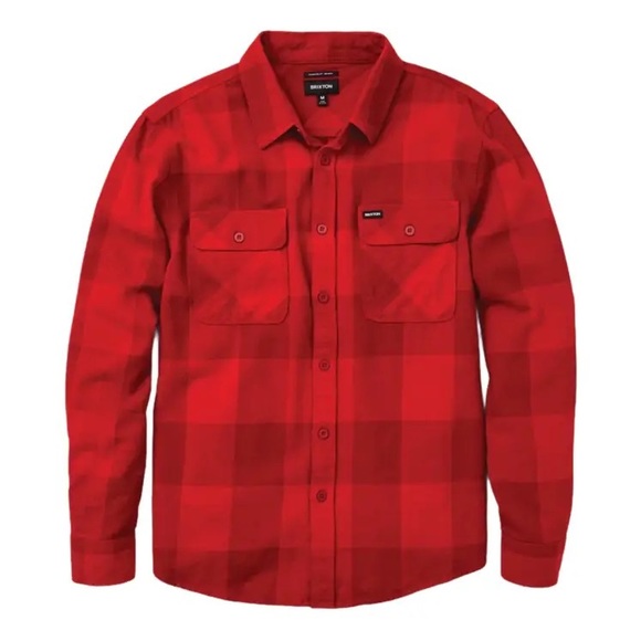 Brixton Bowery Long Sleeve Plaid Flannel Shirt Crimson/Aurora Red size XXLarge - Picture 4 of 16